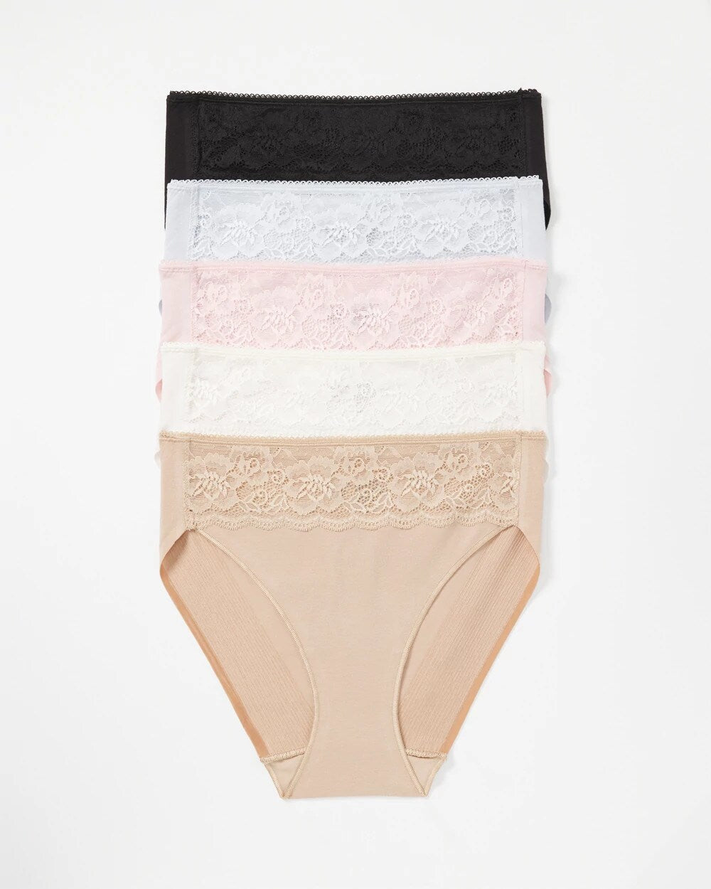 Soma / Cotton Blend High-Leg Panty with Lace 5 Pack PRETTY PINK MULTI PACK