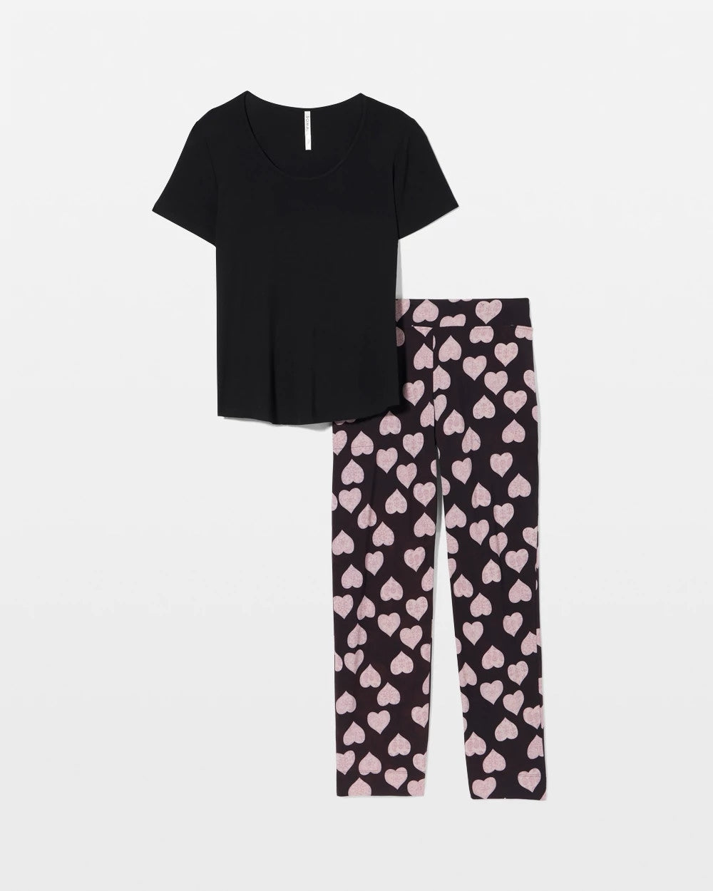 Soma / Short Sleeve + Pant Pajama Set MANDALA HEARTS BLACK