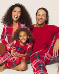 Soma / Long-Sleeve Notch Collar Pajama Top SNUGGLE UP PLAID RED