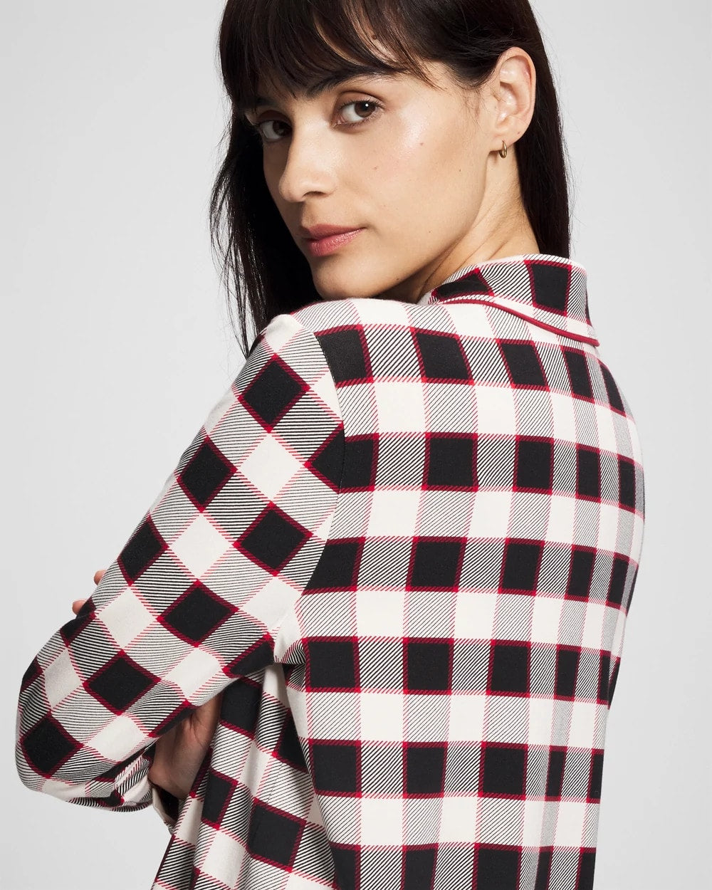 Soma / Long-Sleeve Notch Collar Pajama Top DREAMSCAPE PLAID BLACK