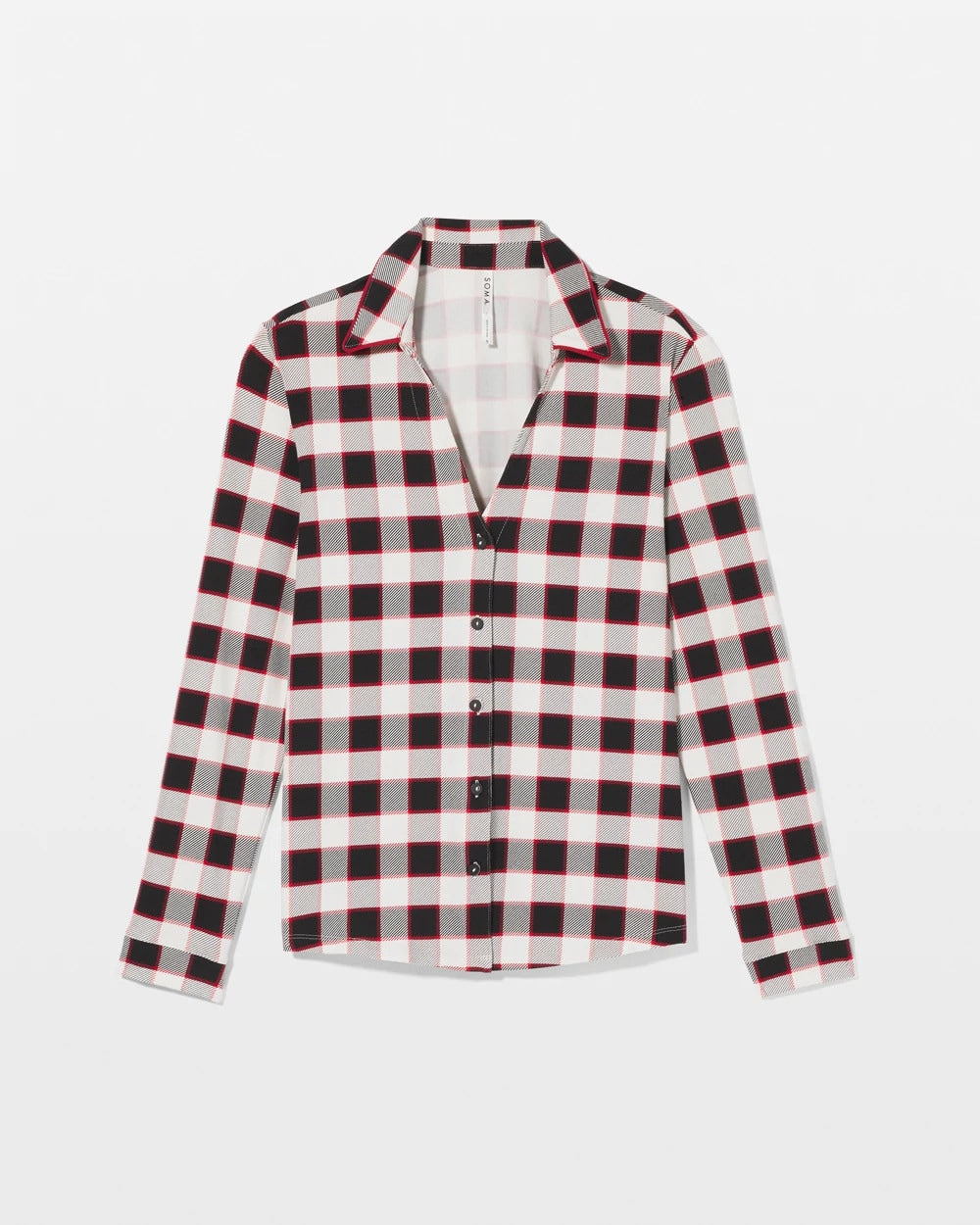 Soma / Long-Sleeve Notch Collar Pajama Top DREAMSCAPE PLAID BLACK