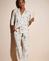 Soma / Long-Sleeve Notch Collar Pajama Top FIZZ THE SEASON FOIL