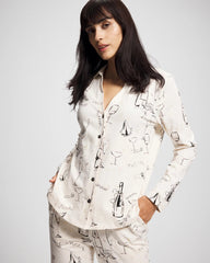 Soma / Long-Sleeve Notch Collar Pajama Top FIZZ THE SEASON FOIL