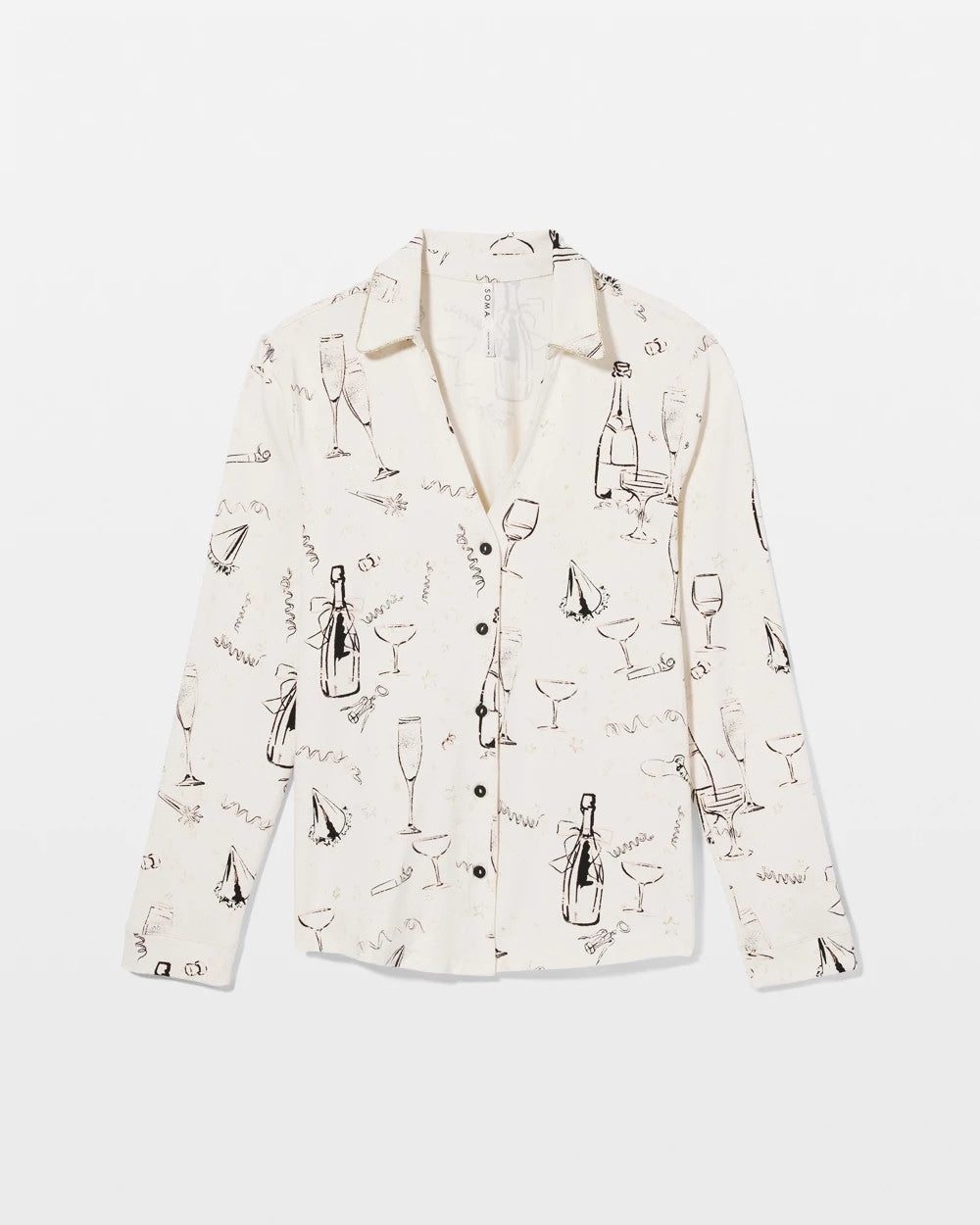 Soma / Long-Sleeve Notch Collar Pajama Top FIZZ THE SEASON FOIL