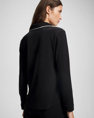 Soma / Long-Sleeve Notch Collar Pajama Top BLACK