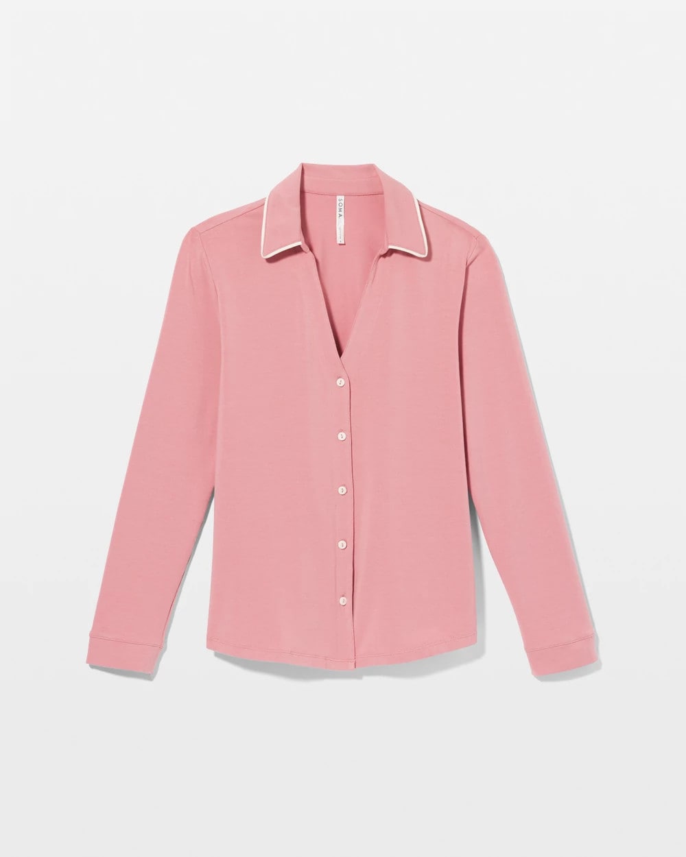 Soma / Long-Sleeve Notch Collar Pajama Top ANTIQUE PINK