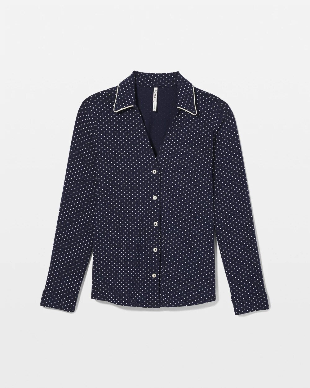 Soma / Long-Sleeve Notch Collar Pajama Top METRO DOT NAVY