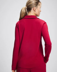 Soma / Long-Sleeve Notch Collar Pajama Top PAINT THE TOWN RED