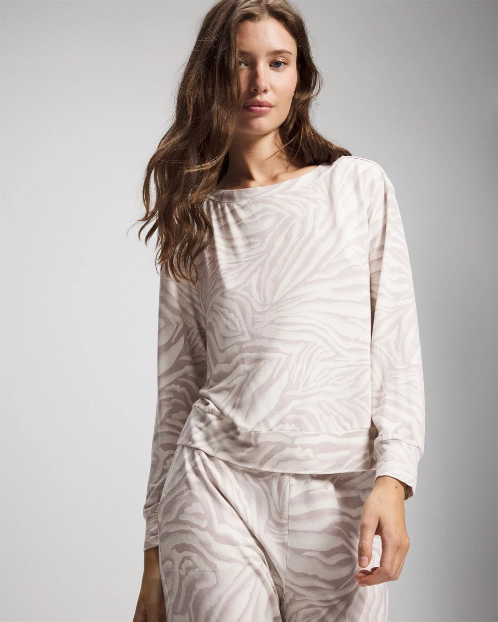Soma / Long-Sleeve Pajama Top ZEBRA ZEN GRAY GLASS