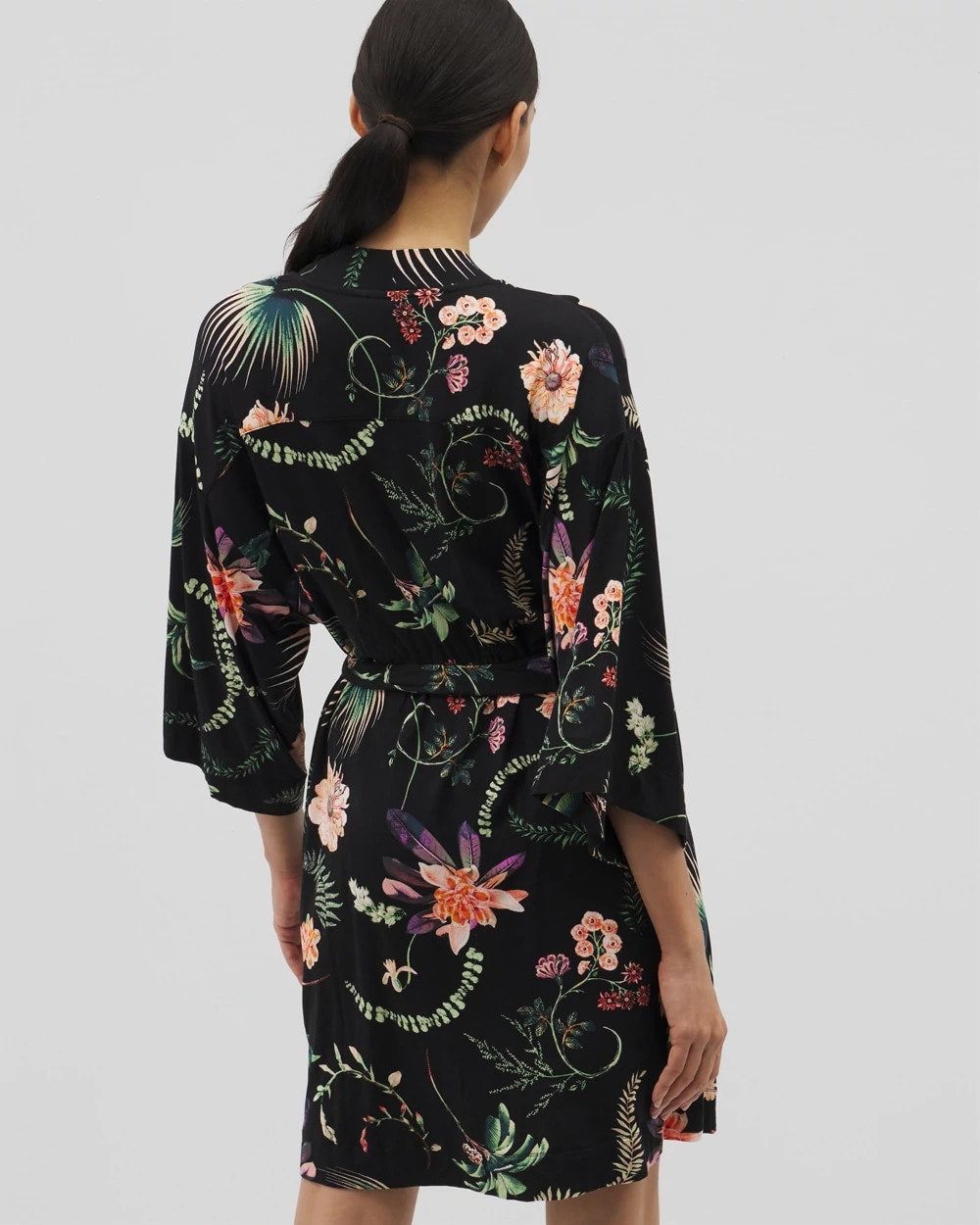 Soma / Short Robe PARADISE PLUMES BLACK