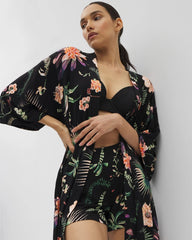 Soma / Short Robe PARADISE PLUMES BLACK