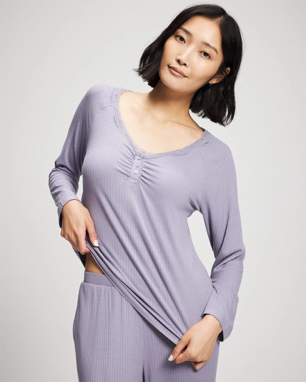 Soma / Pointelle Long Sleeve Pajama Top LAVENDER CLOUD