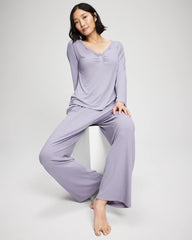 Soma / Pointelle Long Sleeve Pajama Top LAVENDER CLOUD