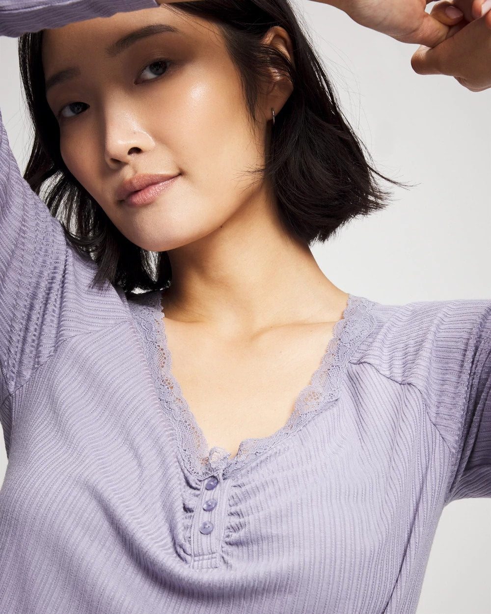 Soma / Pointelle Long Sleeve Pajama Top LAVENDER CLOUD