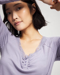 Soma / Pointelle Long Sleeve Pajama Top LAVENDER CLOUD