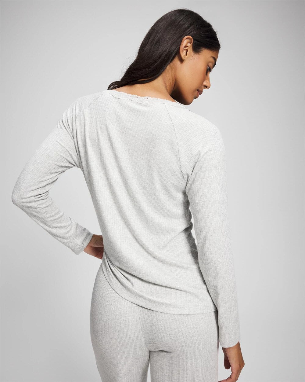 Soma / Pointelle Long Sleeve Pajama Top HEATHER FROST