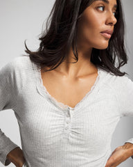 Soma / Pointelle Long Sleeve Pajama Top HEATHER FROST