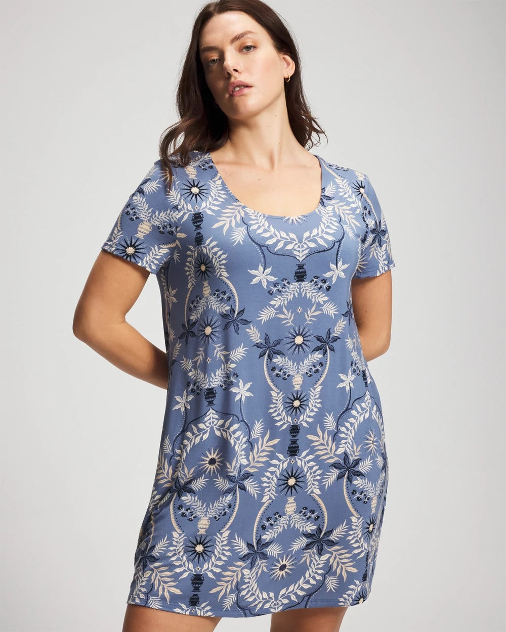 Soma / Short Sleeve Scoop Neck Sleepshirt BOTANICAL TILE SUNDOWN
