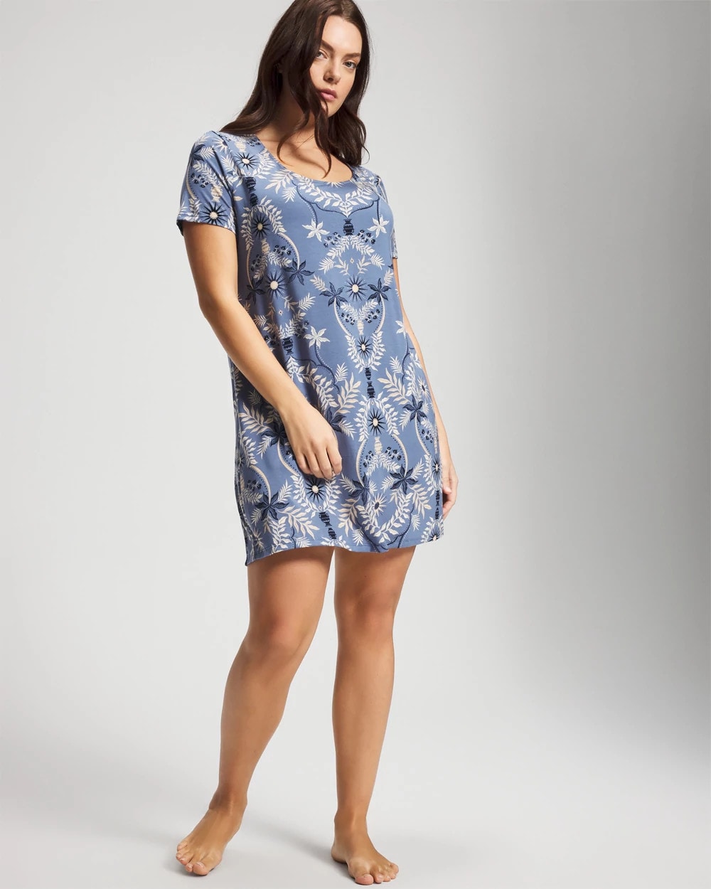 Soma / Short Sleeve Scoop Neck Sleepshirt BOTANICAL TILE SUNDOWN