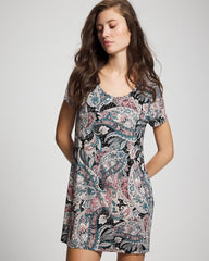 Soma / Short Sleeve Scoop Neck Sleepshirt REGAL PAISLEY BLACK