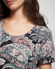 Soma / Short Sleeve Scoop Neck Sleepshirt REGAL PAISLEY BLACK