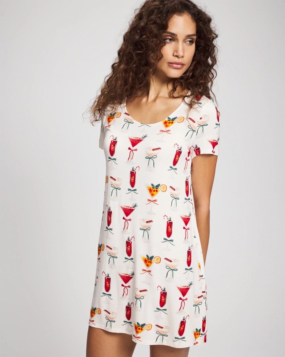 Soma / Short Sleeve Scoop Neck Sleepshirt MERRY MIXES CHAMP