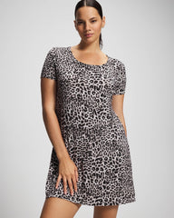 Soma / Short Sleeve Scoop Neck Sleepshirt DIVINE LEOPARD TAUPE