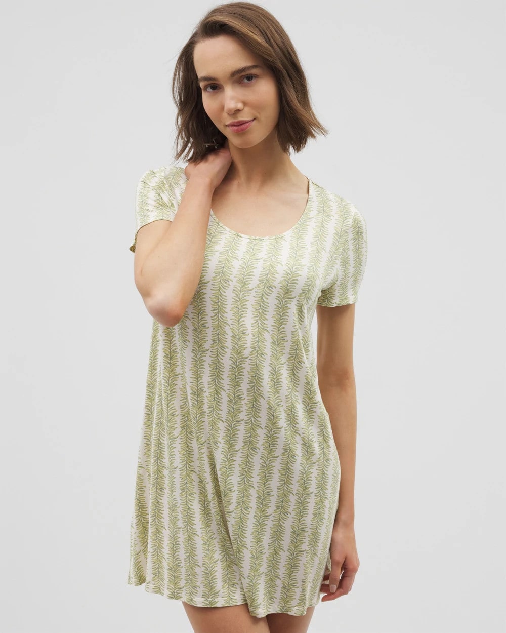Soma / Short Sleeve Scoop Neck Sleepshirt CHILL STRIPE CHAMPAGNE
