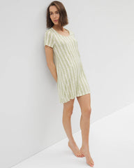 Soma / Short Sleeve Scoop Neck Sleepshirt CHILL STRIPE CHAMPAGNE
