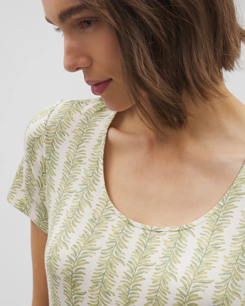 Soma / Short Sleeve Scoop Neck Sleepshirt CHILL STRIPE CHAMPAGNE