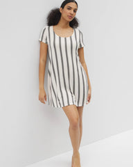Soma / Short Sleeve Scoop Neck Sleepshirt HAMPTON STRIPE BLACK