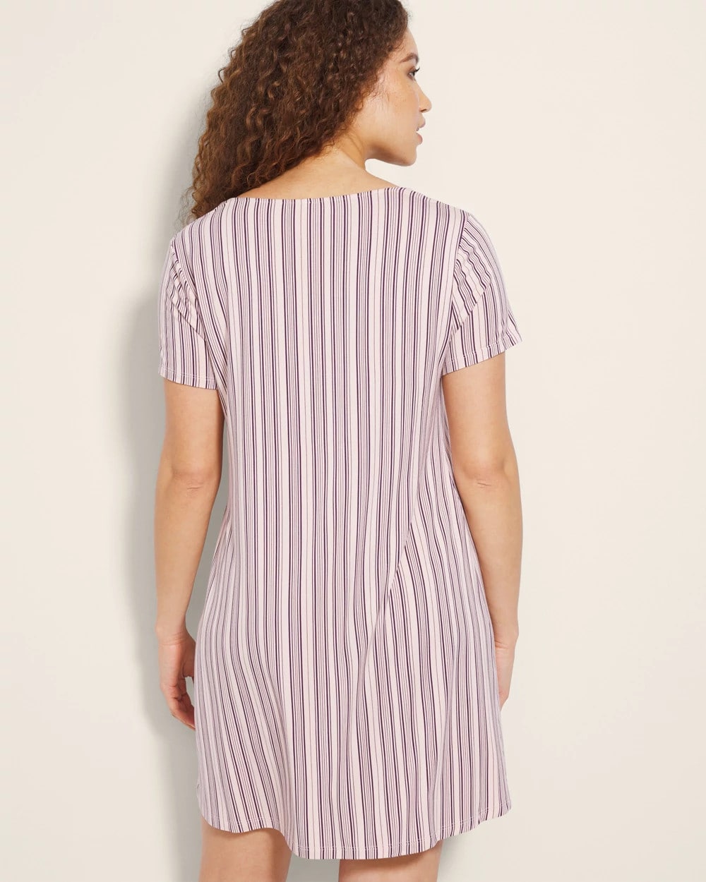 Soma / Short Sleeve Scoop Neck Sleepshirt AMITY STRIPE SEPIA ROSE