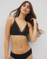 Soma / Geo Lace Trim Bralette BLACK