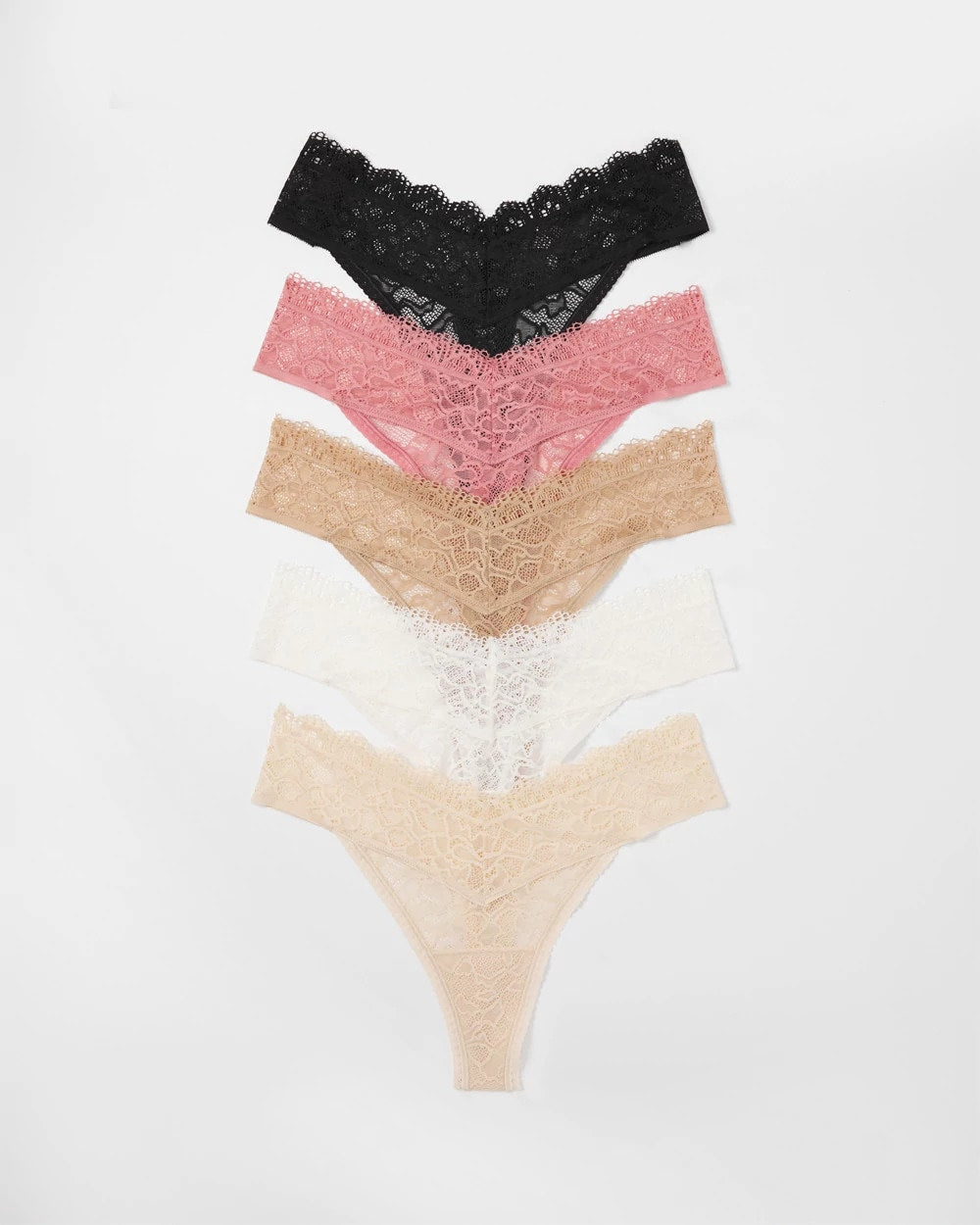 Soma / Thong Panty with Enchanting Lace 5 Pack ANTIQUE PINK MULTI PACK