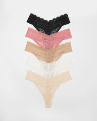 Soma / Thong Panty with Enchanting Lace 5 Pack ANTIQUE PINK MULTI PACK