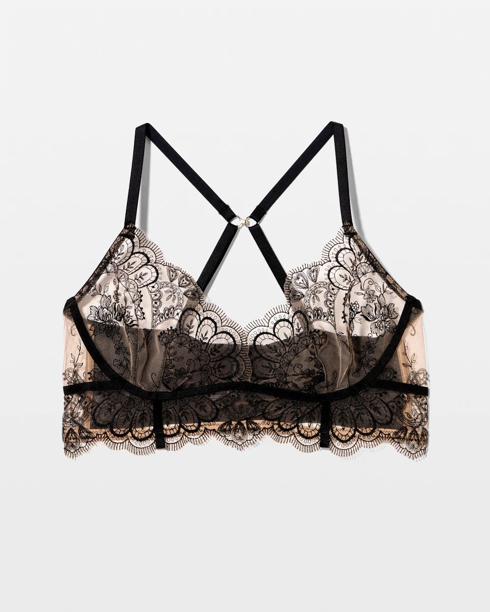 Soma / Tattoo Lace Embroidered Bralette BLACK
