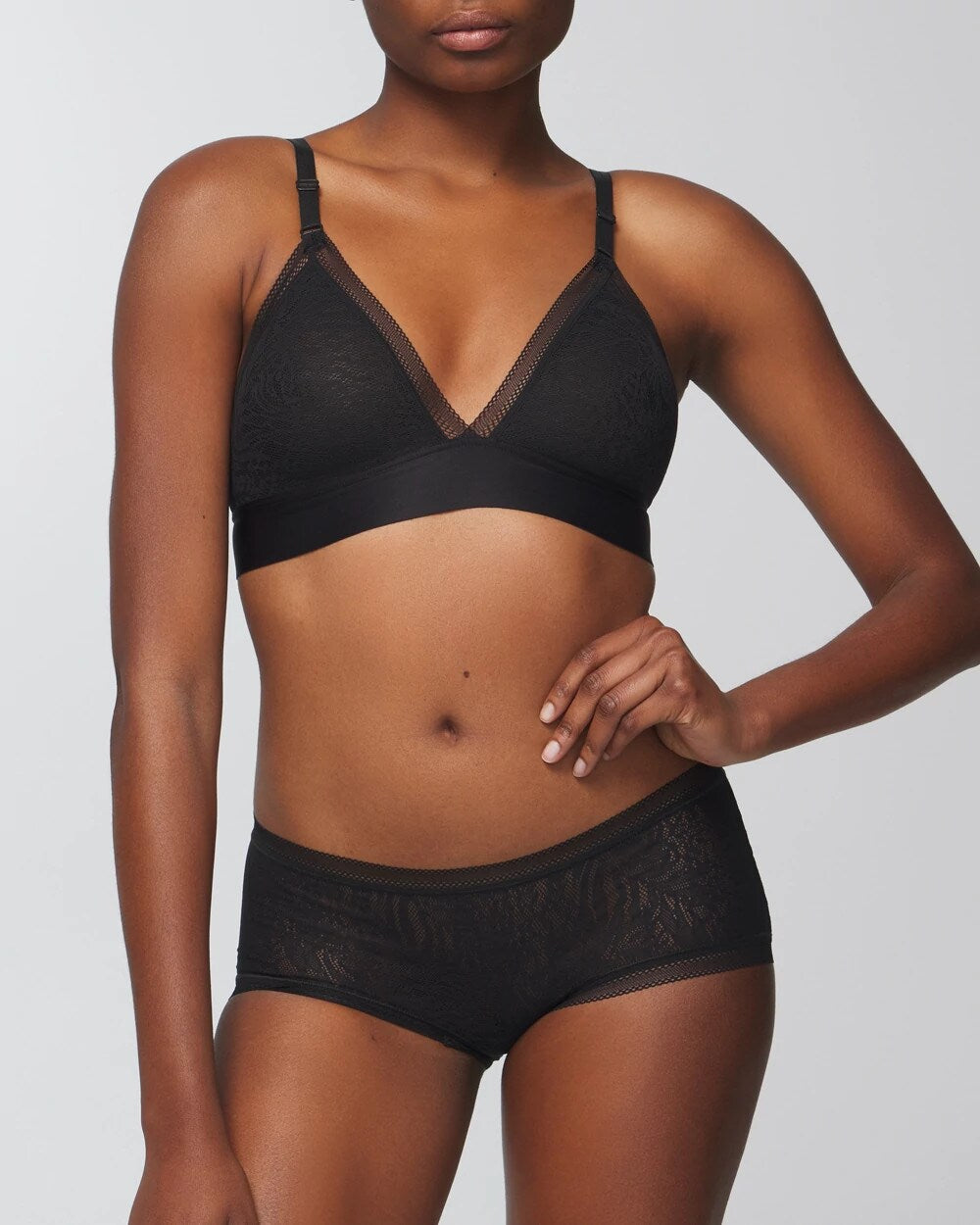 Soma / Soma Boyshort Panty with Stretch Lace BLACK