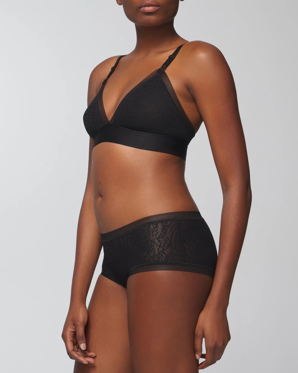 Soma / Soma Boyshort Panty with Stretch Lace BLACK
