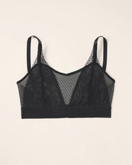 Soma / Wireless Pocketed Cupless Lace Bralette BLACK