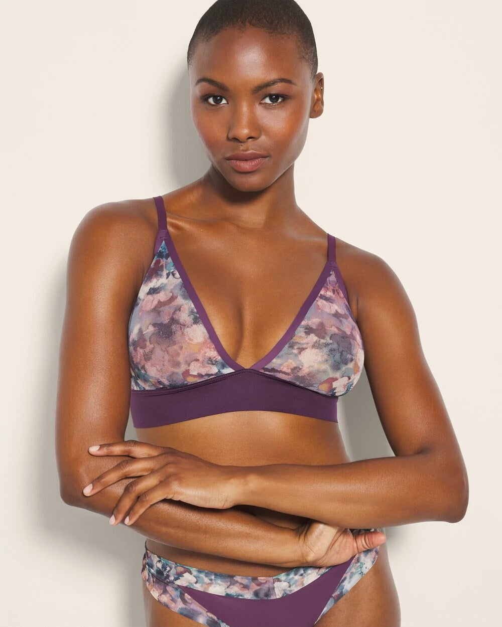 Soma / Triangle Mesh Bralette FLORAL MIRAGE MINI BLUE