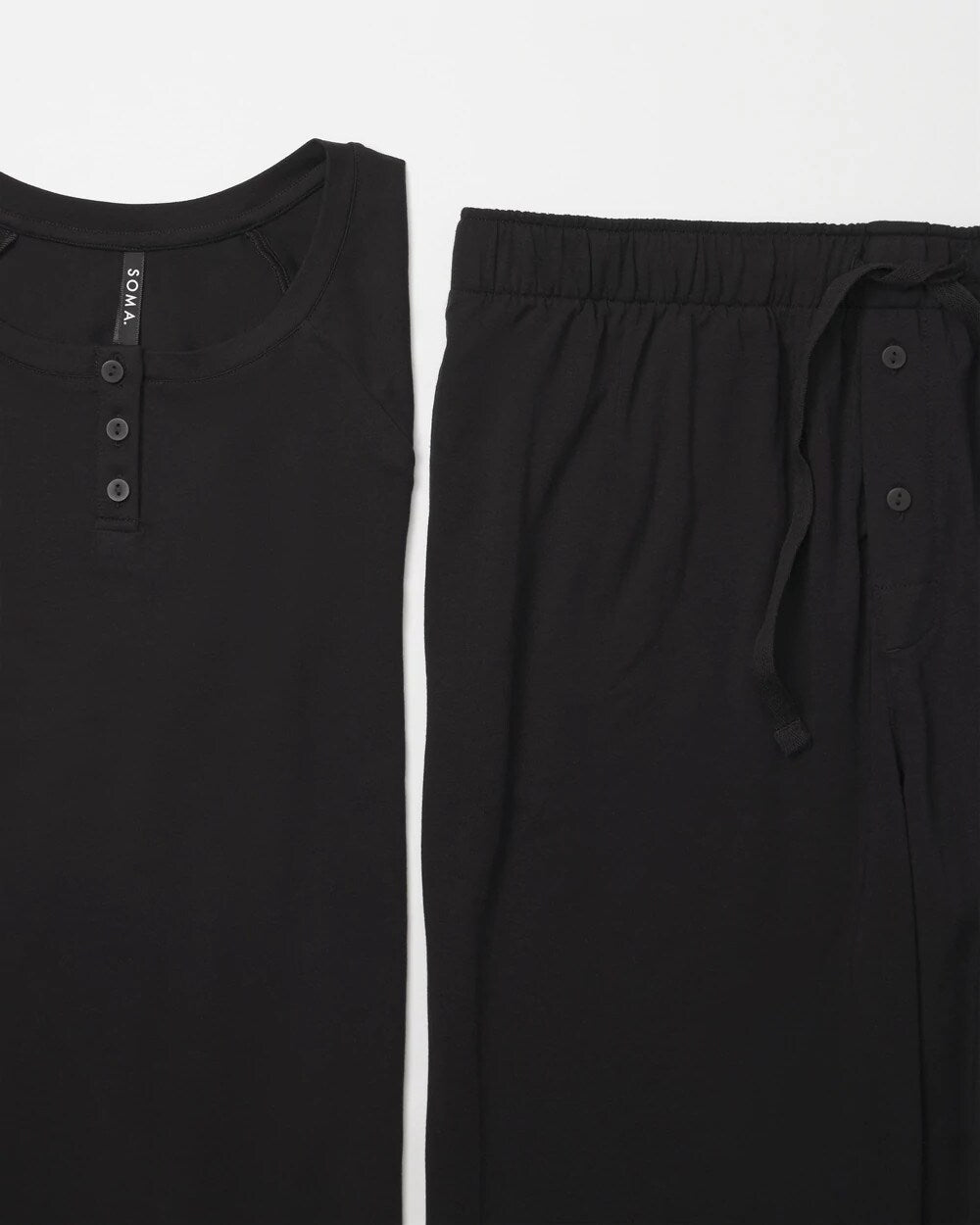 Soma / Men's Henley Pajama Top BLACK