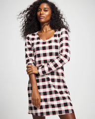 Soma / Long-Sleeve Sleepshirt DREAMSCAPE PLAID BLACK