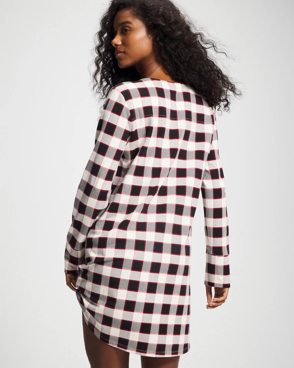 Soma / Long-Sleeve Sleepshirt DREAMSCAPE PLAID BLACK