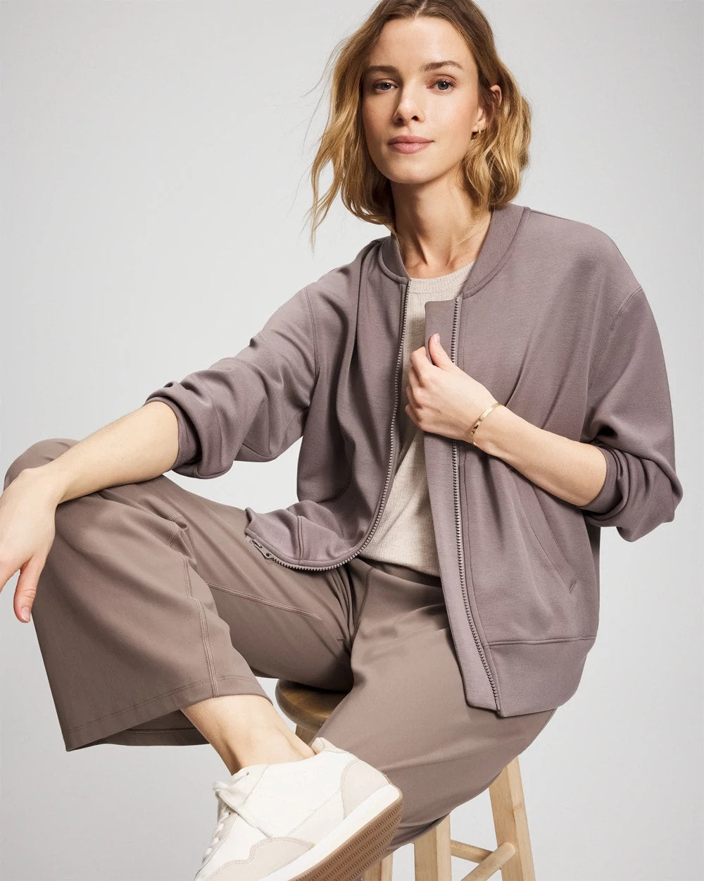 Soma / Modern Modal Bomber Jacket DARK TAUPE
