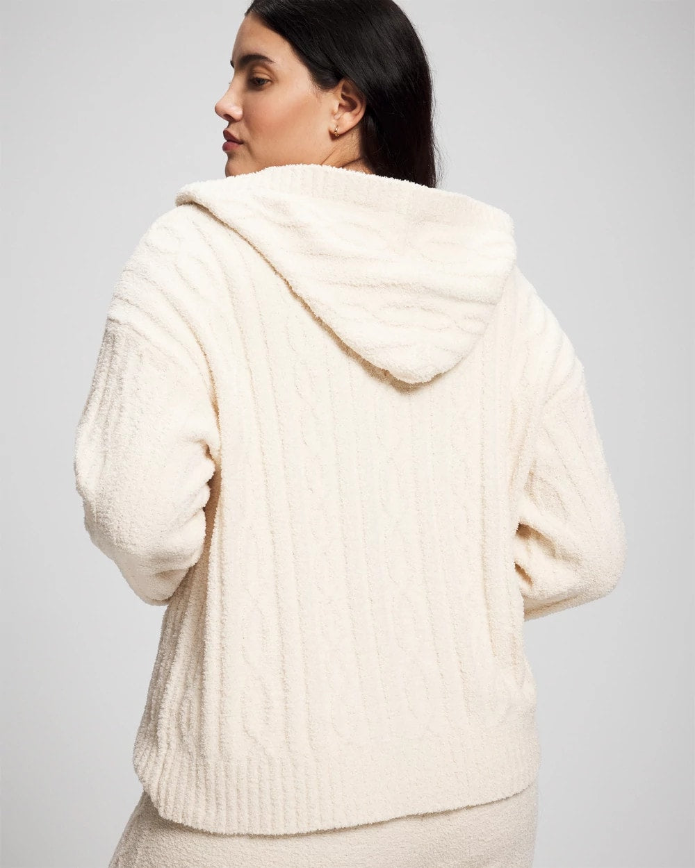 Soma / Cable Knit Plush Hoodie PARCHMENT