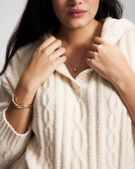 Soma / Cable Knit Plush Hoodie PARCHMENT
