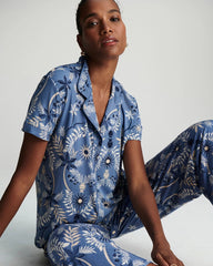 Soma / Short Sleeve Notch Collar Pajama Top BOTANICAL TILE SUNDOWN
