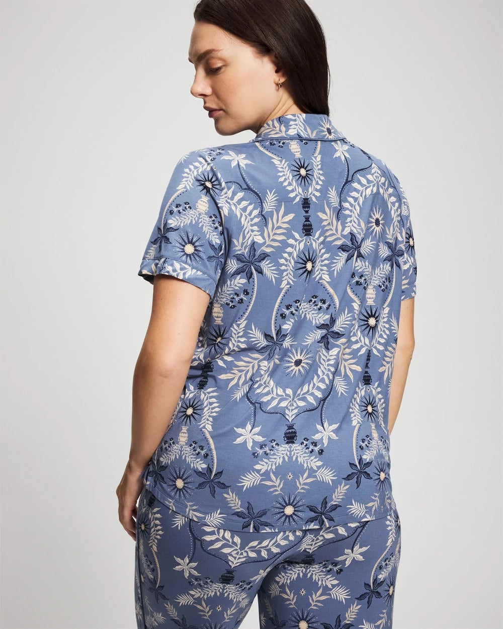 Soma / Short Sleeve Notch Collar Pajama Top BOTANICAL TILE SUNDOWN