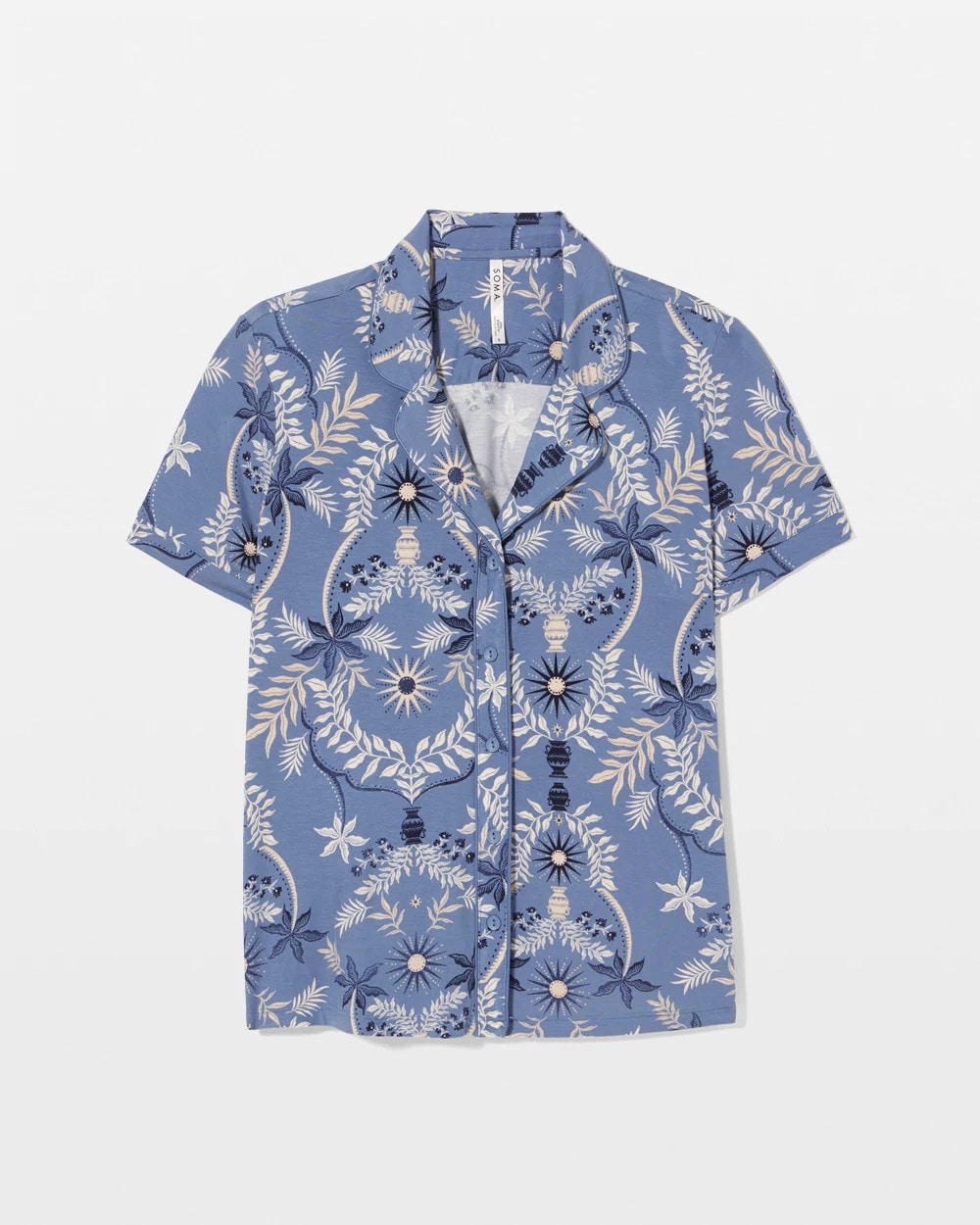 Soma / Short Sleeve Notch Collar Pajama Top BOTANICAL TILE SUNDOWN