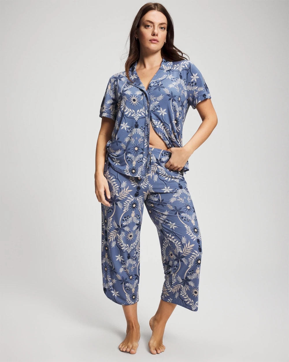 Soma / Piped Crop Pajama Pants BOTANICAL TILE SUNDOWN